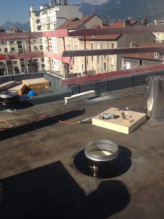 Conduit de lumière toit terrasse - Installation